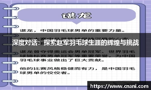 深度对话：探索赵军羽毛球生涯的辉煌与挑战